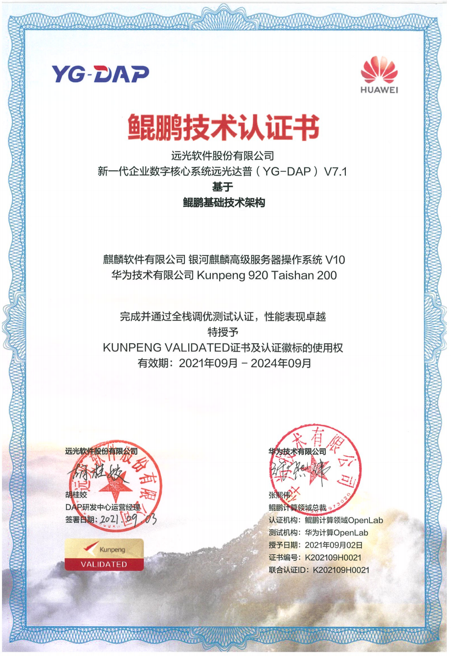 凯发k8天生赢家一触即发达普（YG-DAP）获鲲鹏 Validated认证